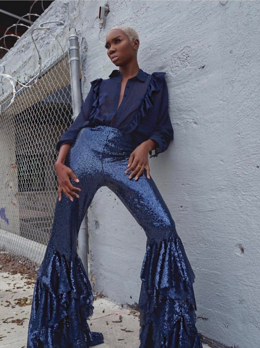 Pom- Pom Sequin Bell Bottoms