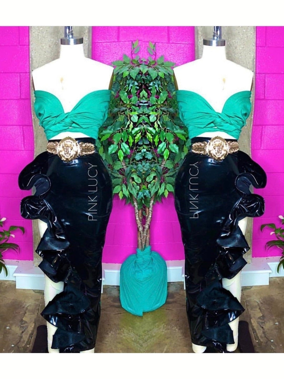 Trophy Wife Latex Ruffle Skirt