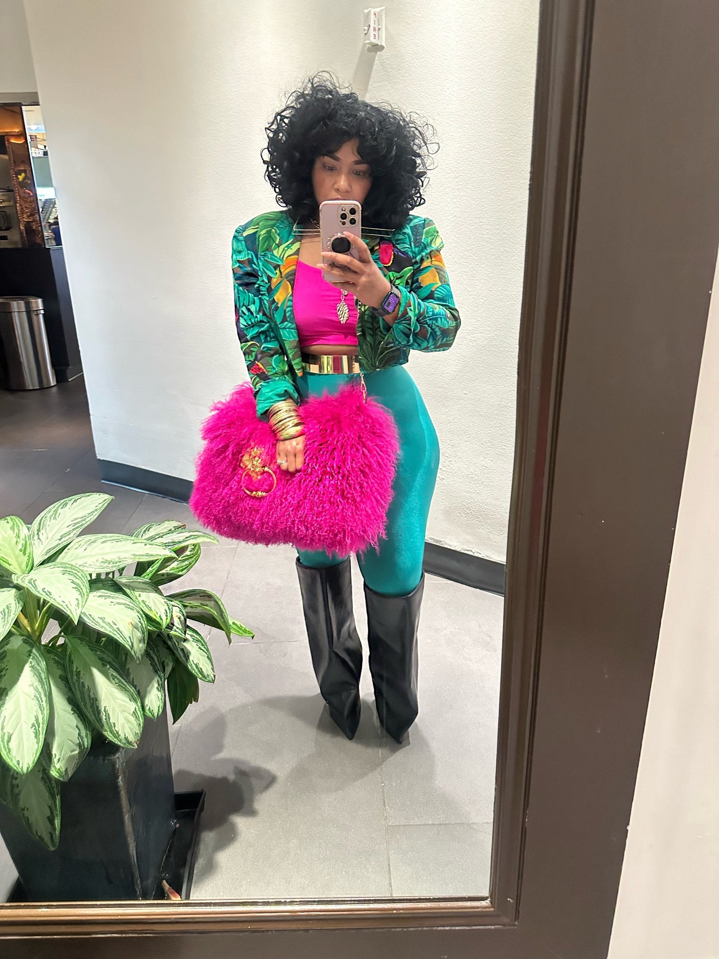 Hear Me Roar - GENUINE Tibetan Lamb Cross Body Oversized Bag