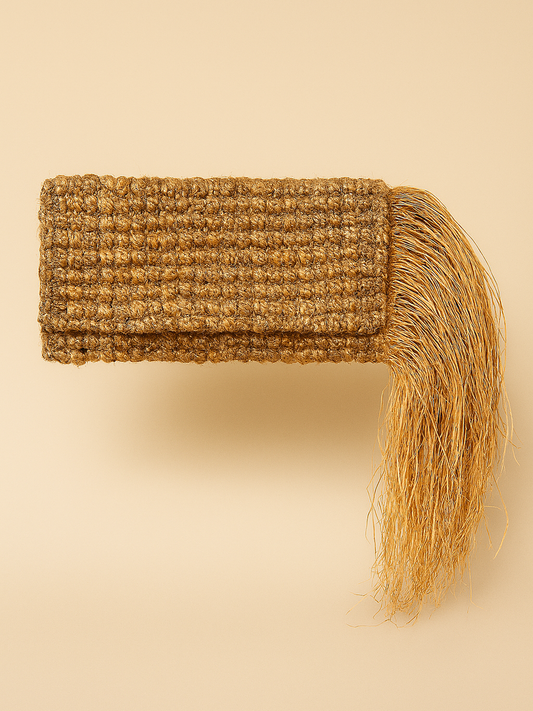 Raffia Moon- Hand woven oversized clutch