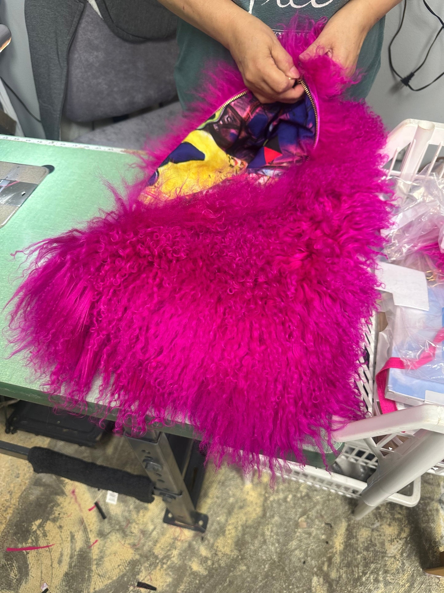 Hear Me Roar - GENUINE Tibetan Lamb Cross Body Oversized Bag