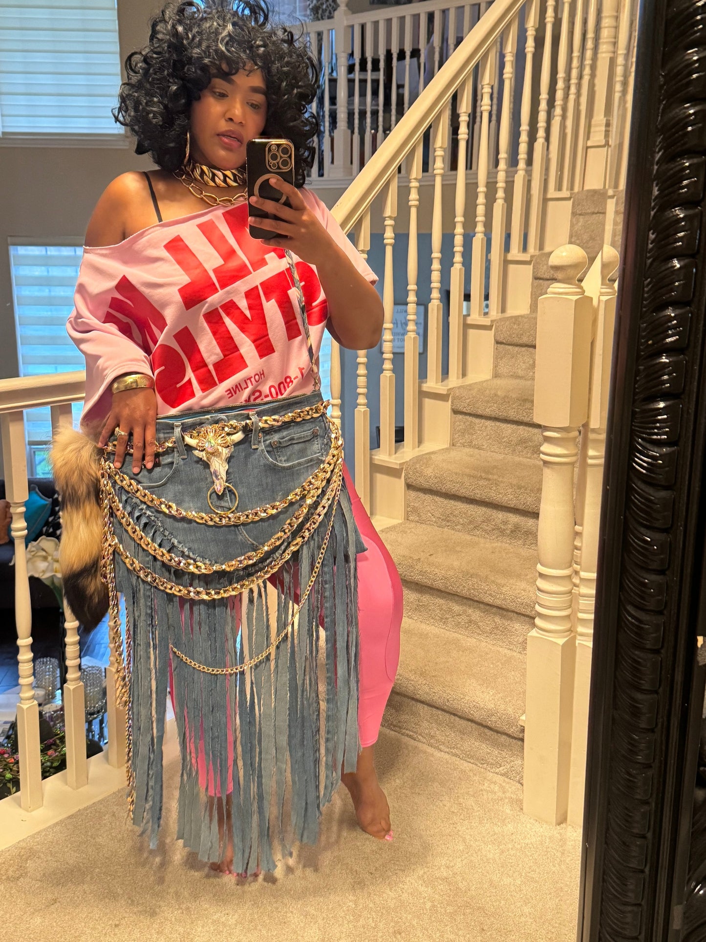 Law of the Land - Distressed Denim Fringe Crossbody