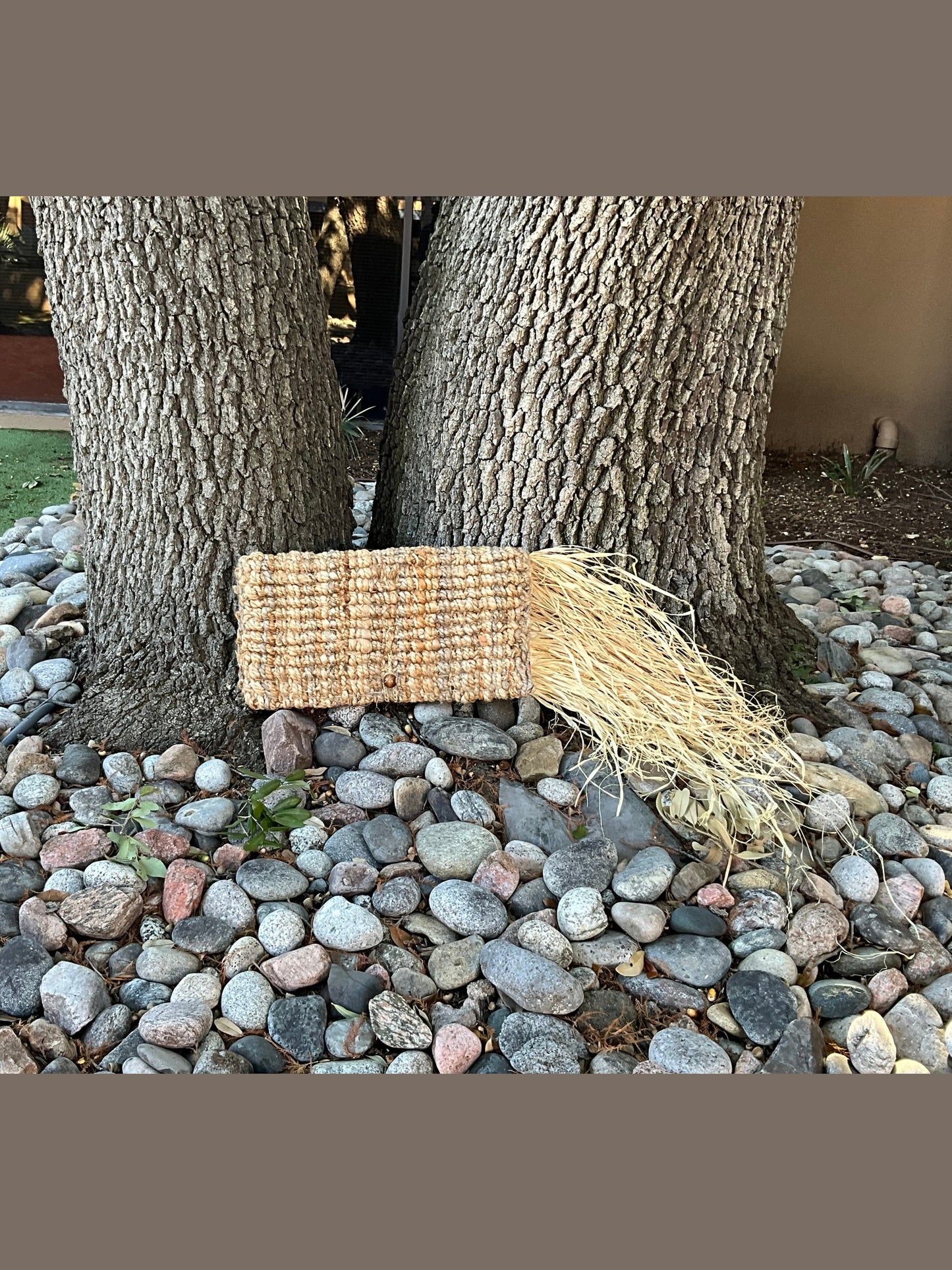 Raffia Moon- Hand woven oversized clutch