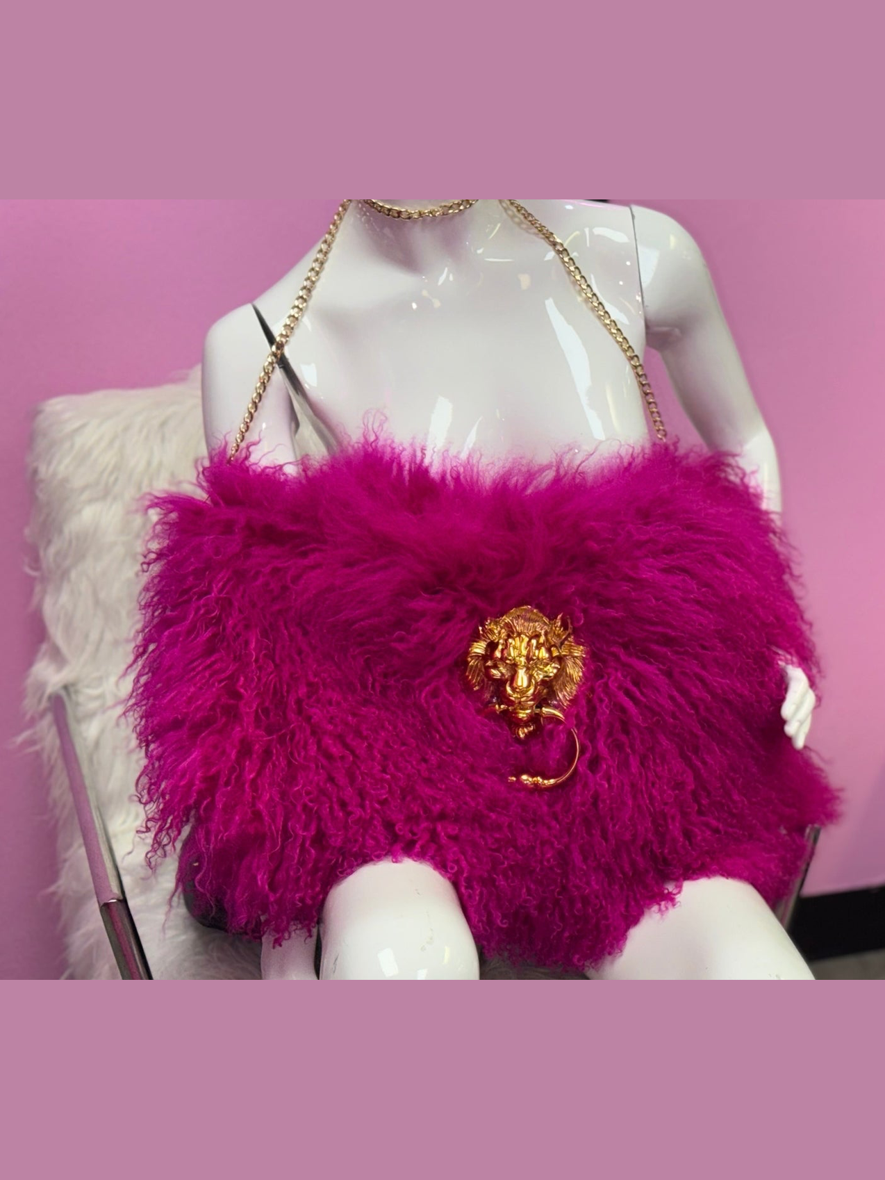 Hear Me Roar - GENUINE Tibetan Lamb Cross Body Oversized Bag