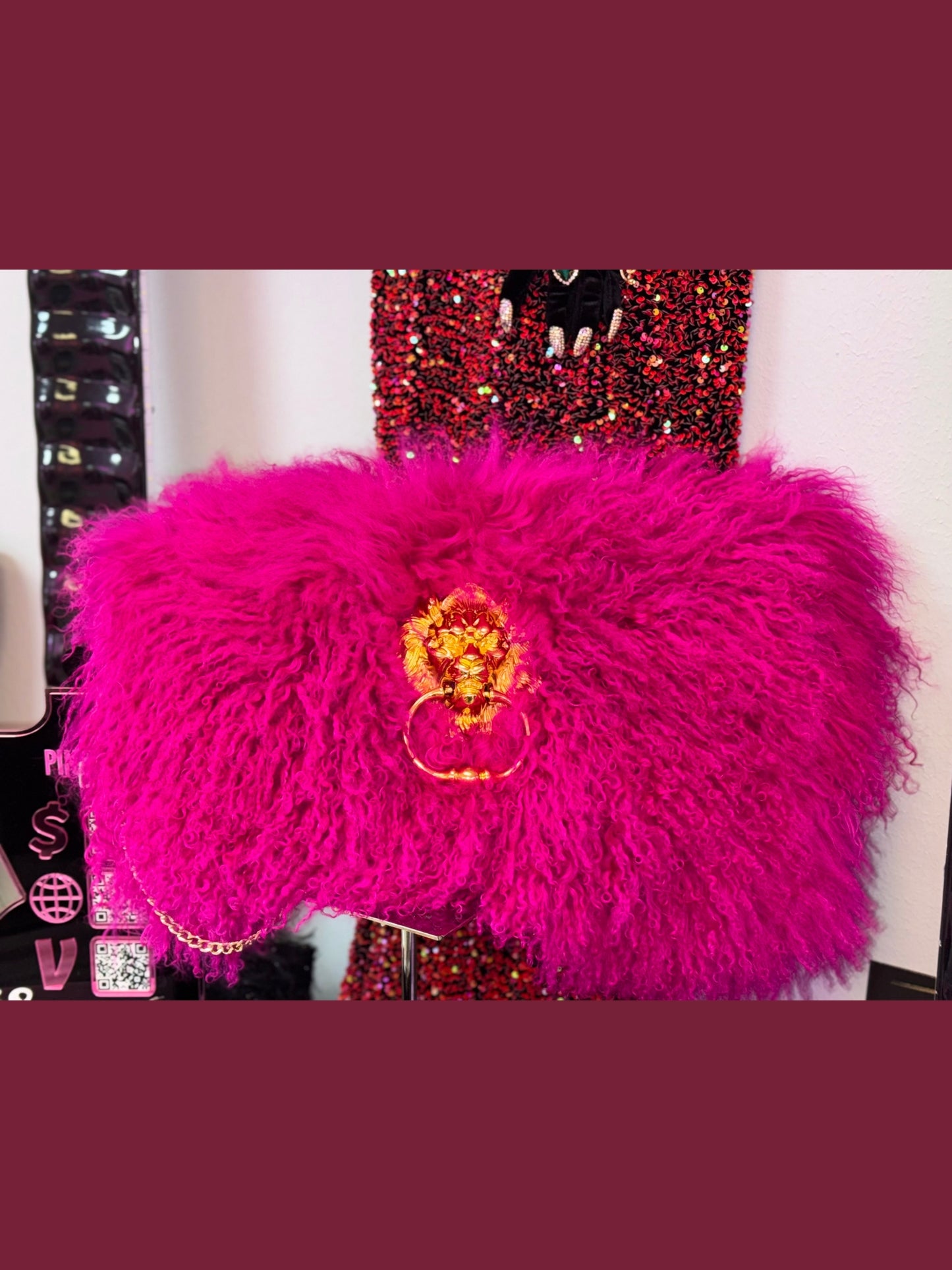 Hear Me Roar - GENUINE Tibetan Lamb Cross Body Oversized Bag