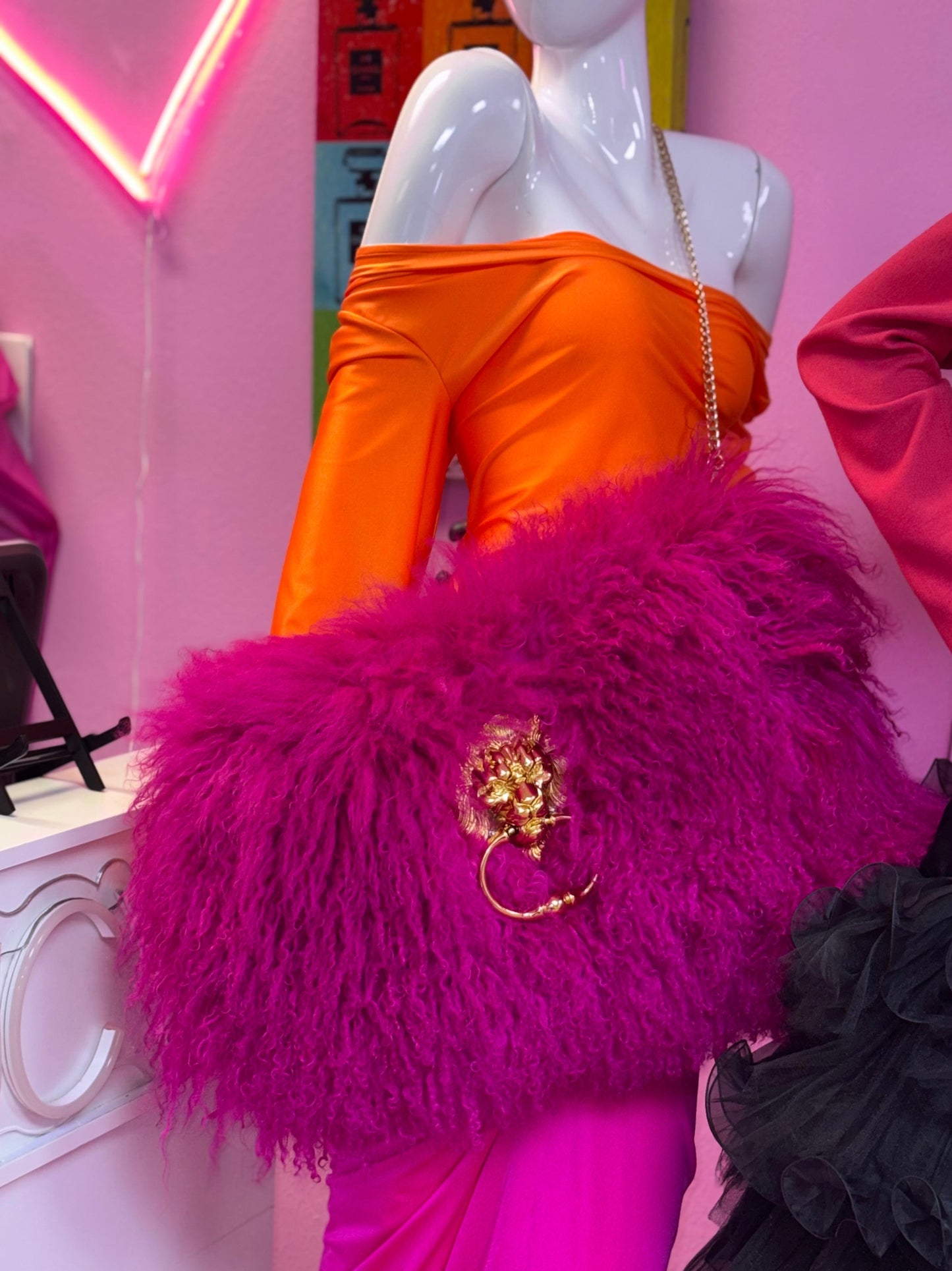 Hear Me Roar - GENUINE Tibetan Lamb Cross Body Oversized Bag