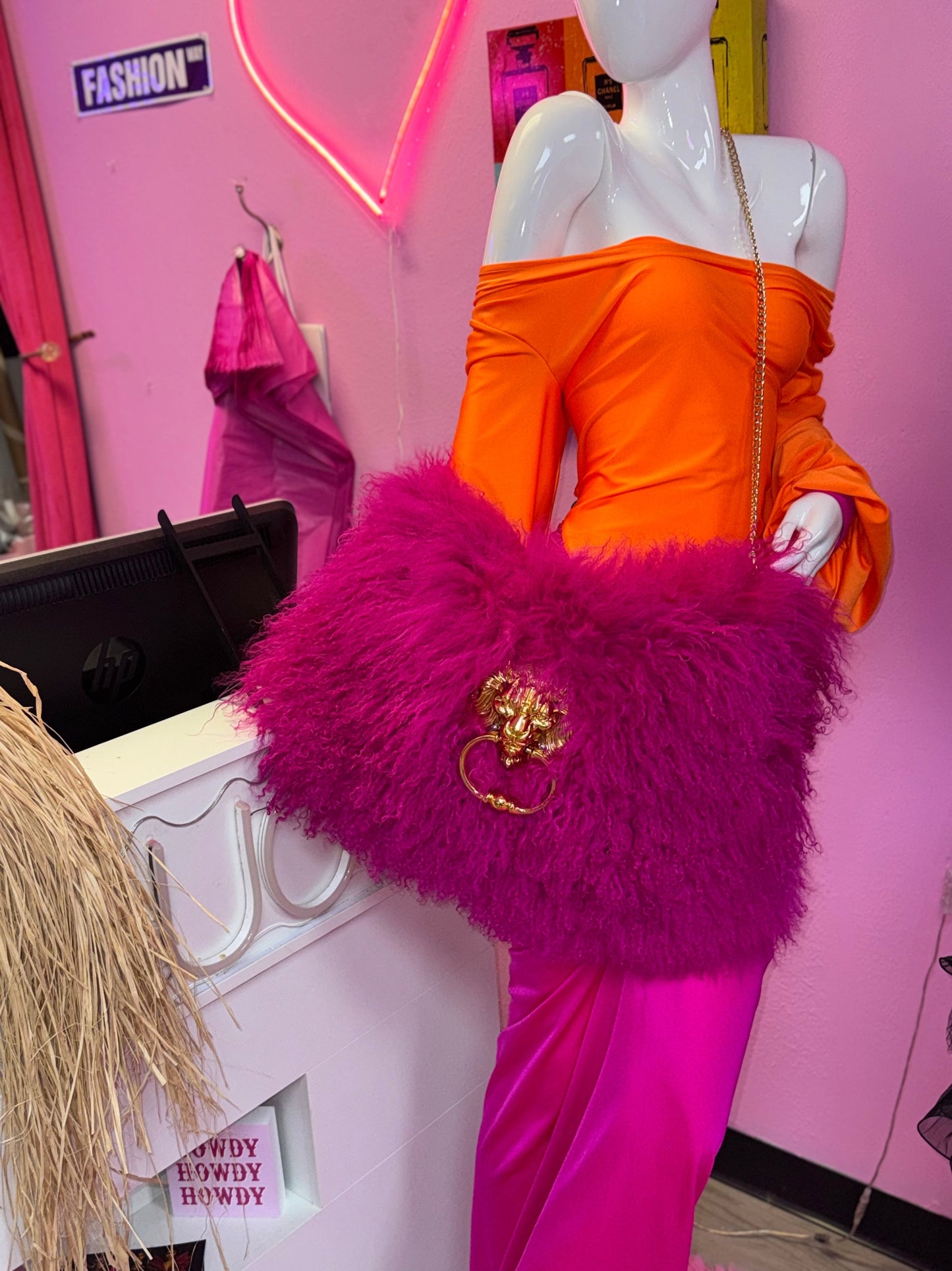 Hear Me Roar - GENUINE Tibetan Lamb Cross Body Oversized Bag