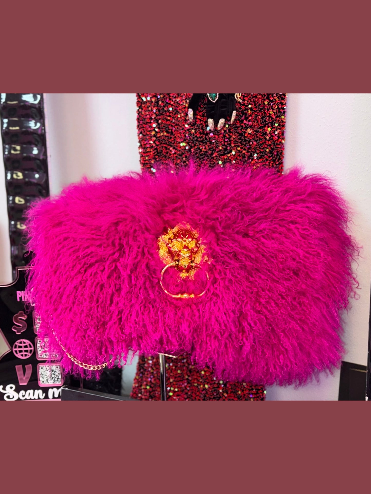 Hear Me Roar - GENUINE Tibetan Lamb Cross Body Oversized Bag