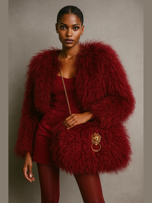 Hear Me Roar - GENUINE Tibetan Lamb Cross Body Oversized Bag