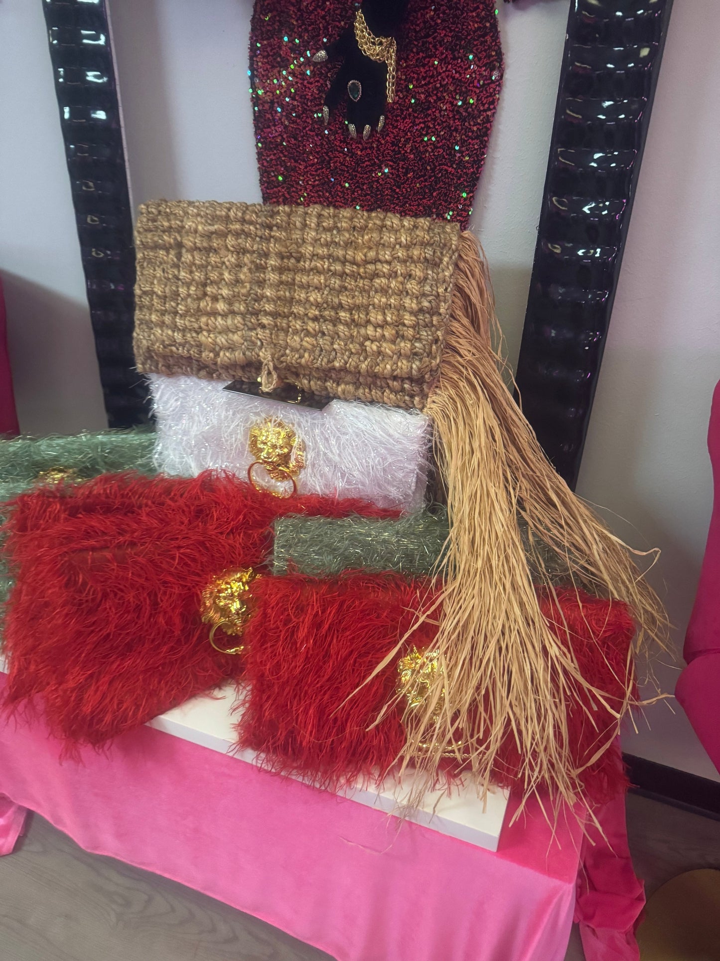 Raffia Moon- Hand woven oversized clutch