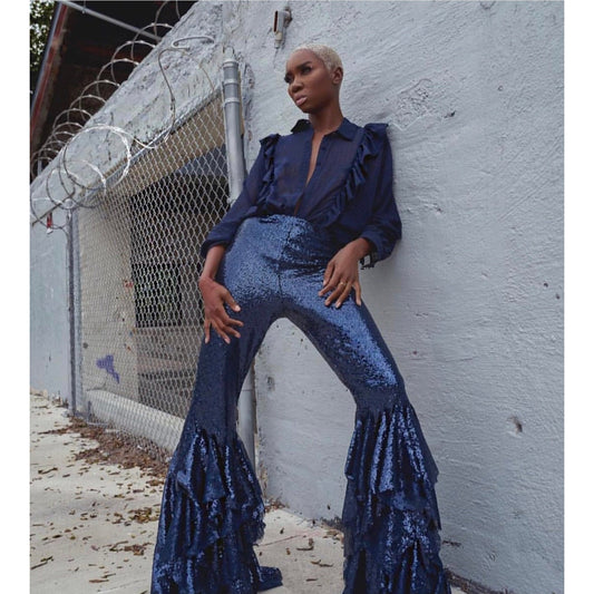 Pom- Pom Sequin Bell Bottoms