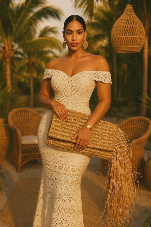 Raffia Moon- Hand woven oversized clutch